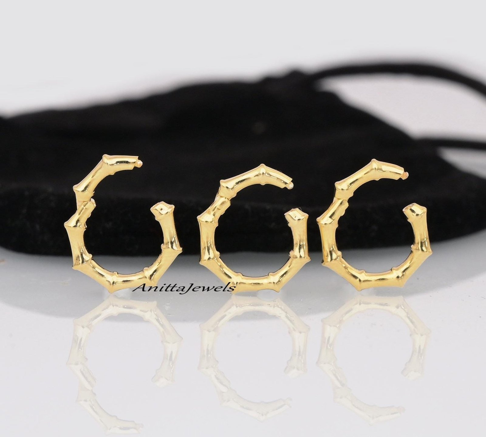 14k Gold Bamboo Enhancer: Handmade Charm Holder (14 MM) - Anitta Jewels | SKU: etsy_1327436634 14k Gold Bamboo Enhancer: Handmade Charm Holder (14 MM) - Anitta Jewels | SKU: etsy_1327436634