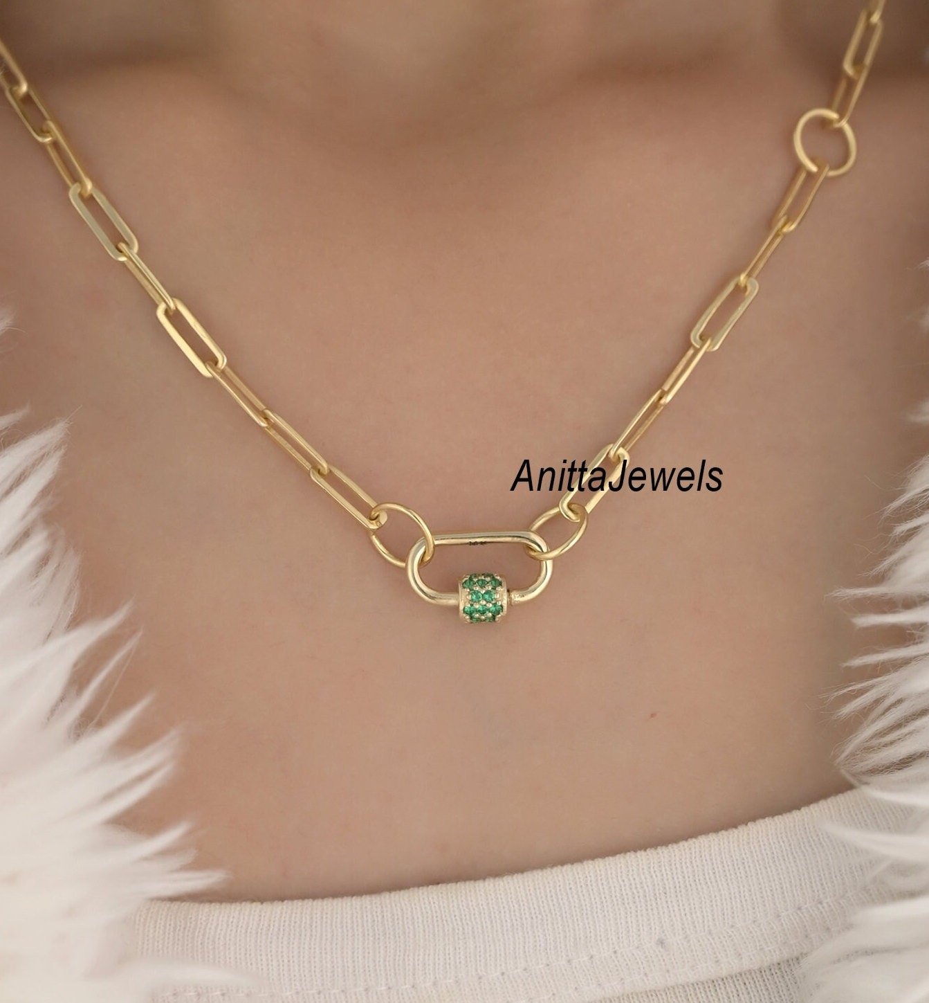 14K Gold Blue Sapphire Carabiner Lock: Handmade Jewelry Finding - View 3 - Anitta Jewels | SKU: etsy_888360497 14K Gold Blue Sapphire Carabiner Lock: Handmade Jewelry Finding - View 3 - Anitta Jewels | SKU: etsy_888360497