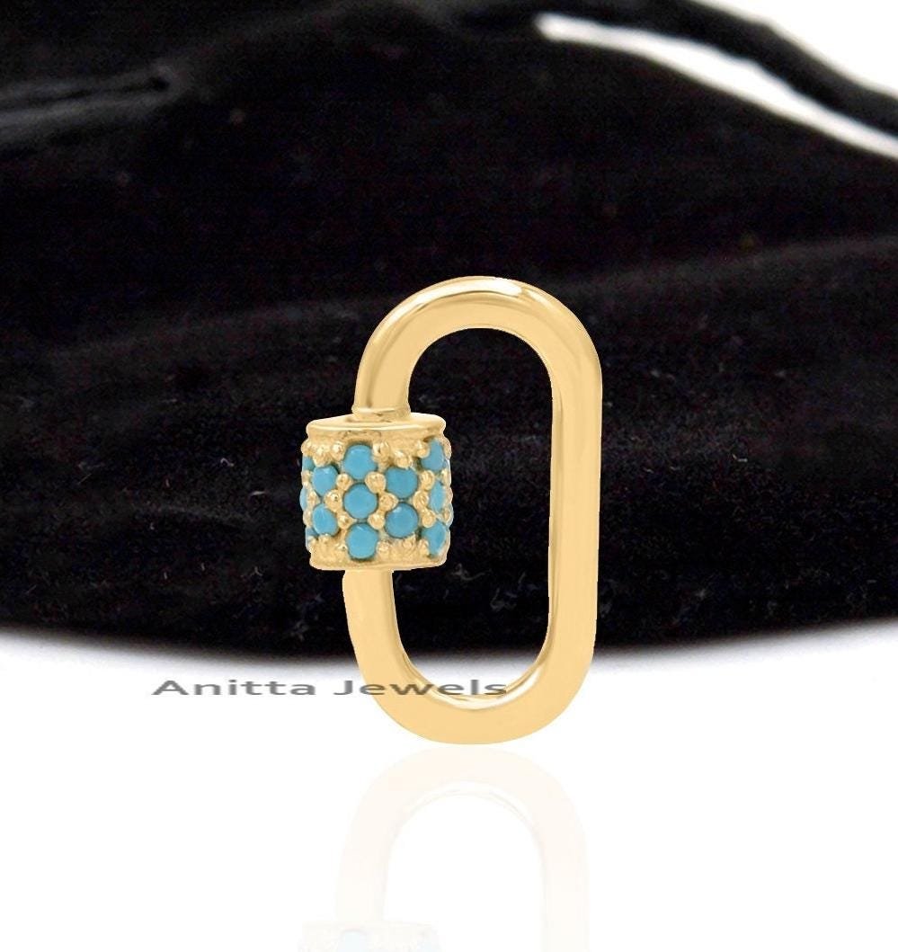 14K Gold Blue Sapphire Carabiner Lock: Handmade Jewelry Finding - View 5 - Anitta Jewels | SKU: etsy_888360497 14K Gold Blue Sapphire Carabiner Lock: Handmade Jewelry Finding - View 5 - Anitta Jewels | SKU: etsy_888360497