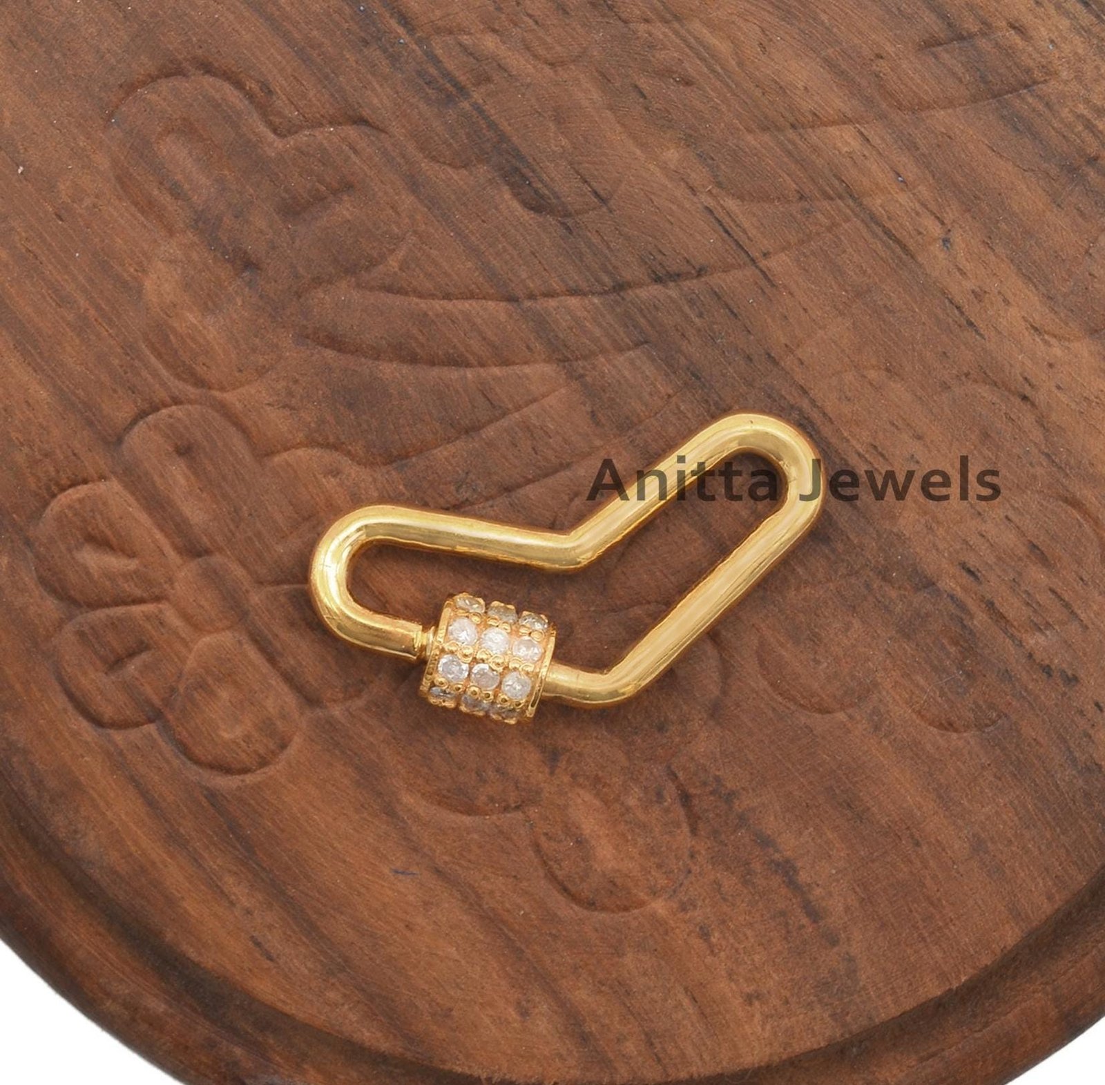 14K Gold Boomerang Carabiner Lock: Diamond Pave Pendant - View 5 - Anitta Jewels | SKU: etsy_780096223 14K Gold Boomerang Carabiner Lock: Diamond Pave Pendant - View 5 - Anitta Jewels | SKU: etsy_780096223