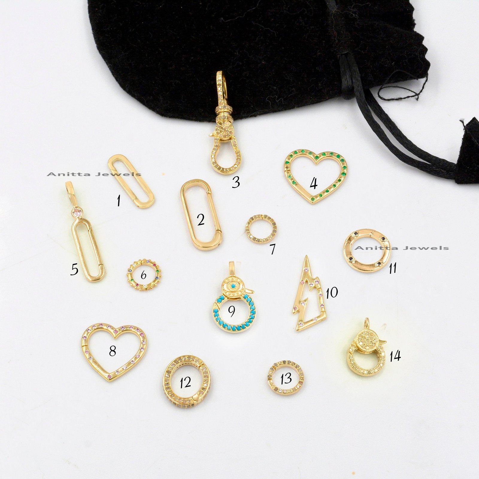 14K Gold Charm Holder: Handmade Enhancer Link - View 2 - Anitta Jewels | SKU: etsy_1263173300 14K Gold Charm Holder: Handmade Enhancer Link - View 2 - Anitta Jewels | SKU: etsy_1263173300