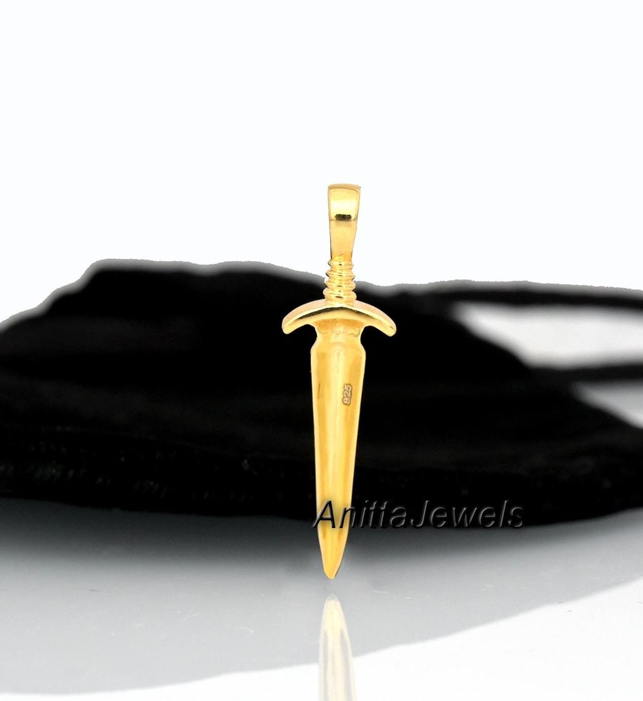 14k Gold Dagger Sword Pendant - View 3 - Anitta Jewels | SKU: etsy_1794384521 14k Gold Dagger Sword Pendant - View 3 - Anitta Jewels | SKU: etsy_1794384521