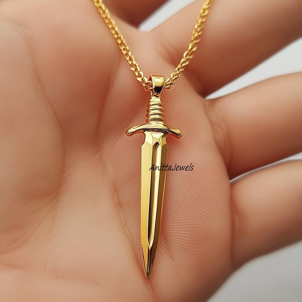 14k Gold Dagger Sword Pendant - View 4 - Anitta Jewels | SKU: etsy_1794384521 14k Gold Dagger Sword Pendant - View 4 - Anitta Jewels | SKU: etsy_1794384521
