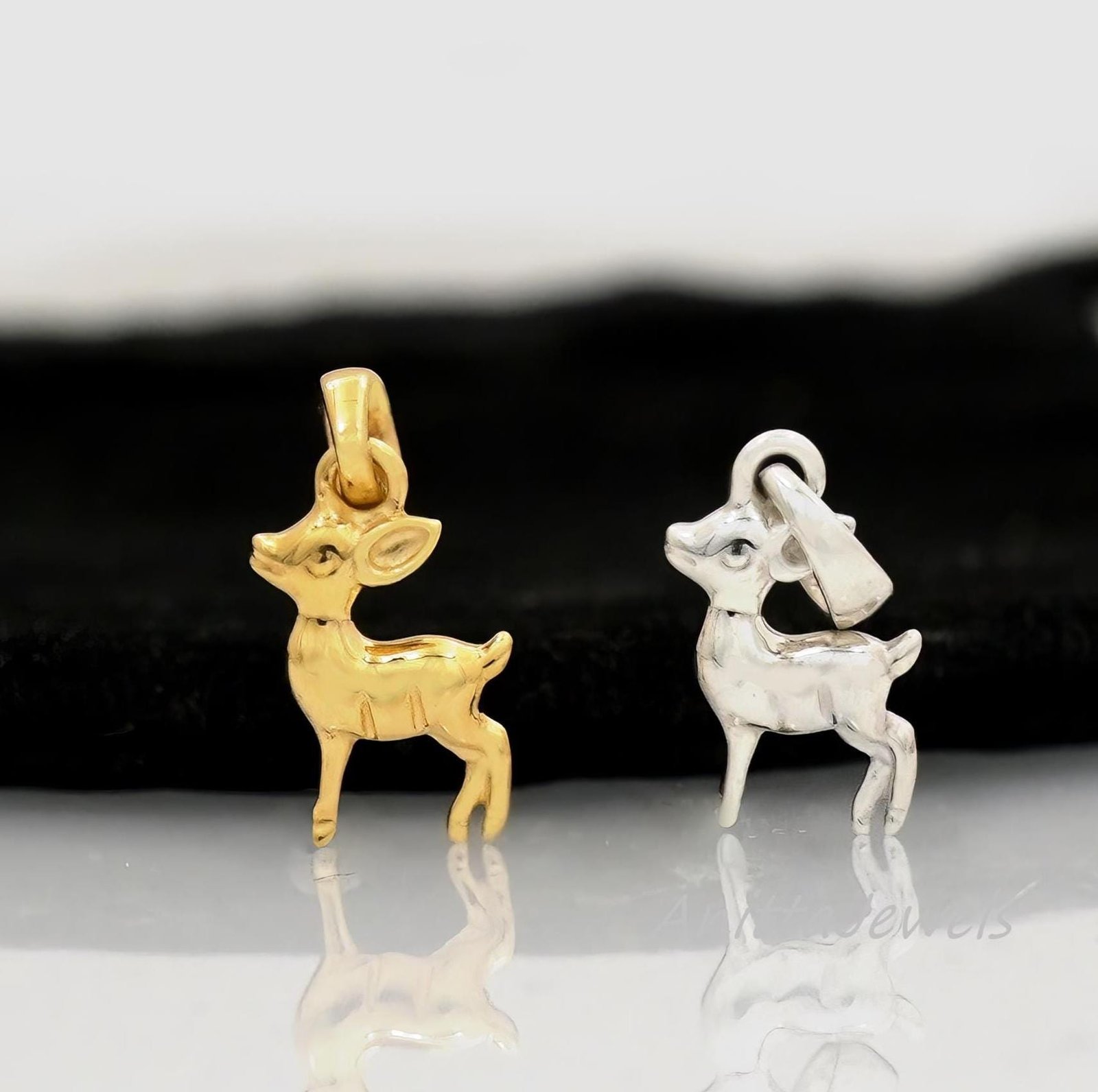 14k Gold Deer Pendant: Tiny Buck Animal Charm - Anitta Jewels | SKU: etsy_1841171449 14k Gold Deer Pendant: Tiny Buck Animal Charm - Anitta Jewels | SKU: etsy_1841171449