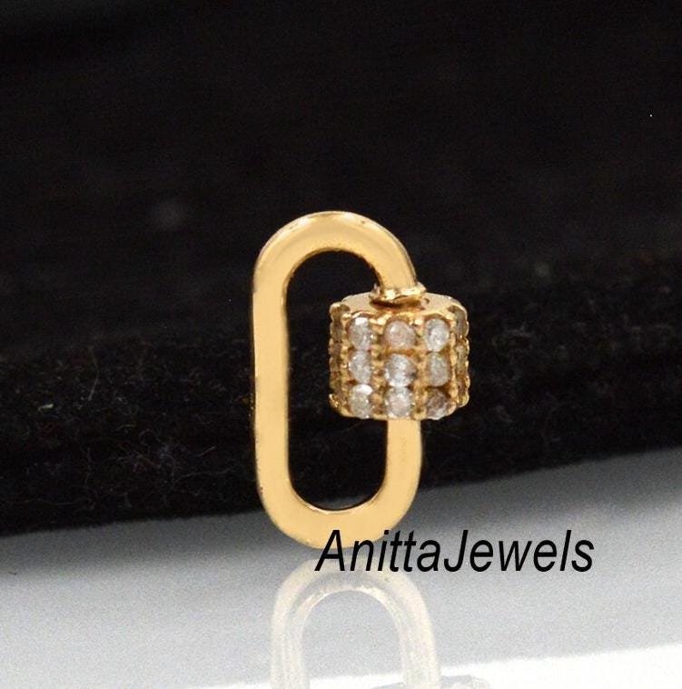 14K Gold Diamond Carabiner Lock: Handmade Charm Lock - View 4 - Anitta Jewels | SKU: etsy_748299052 14K Gold Diamond Carabiner Lock: Handmade Charm Lock - View 4 - Anitta Jewels | SKU: etsy_748299052