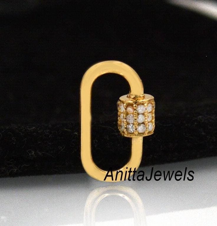 14K Gold Diamond Carabiner Lock: Handmade Charm Lock - View 5 - Anitta Jewels | SKU: etsy_748299052 14K Gold Diamond Carabiner Lock: Handmade Charm Lock - View 5 - Anitta Jewels | SKU: etsy_748299052
