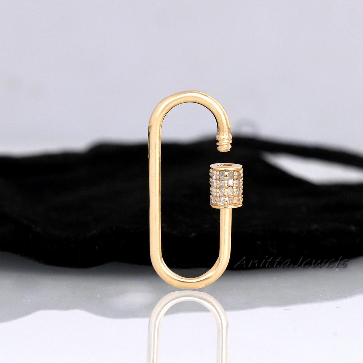 14K Gold Diamond Carabiner Lock: Handmade Charm Lock - View 6 - Anitta Jewels | SKU: etsy_748299052 14K Gold Diamond Carabiner Lock: Handmade Charm Lock - View 6 - Anitta Jewels | SKU: etsy_748299052
