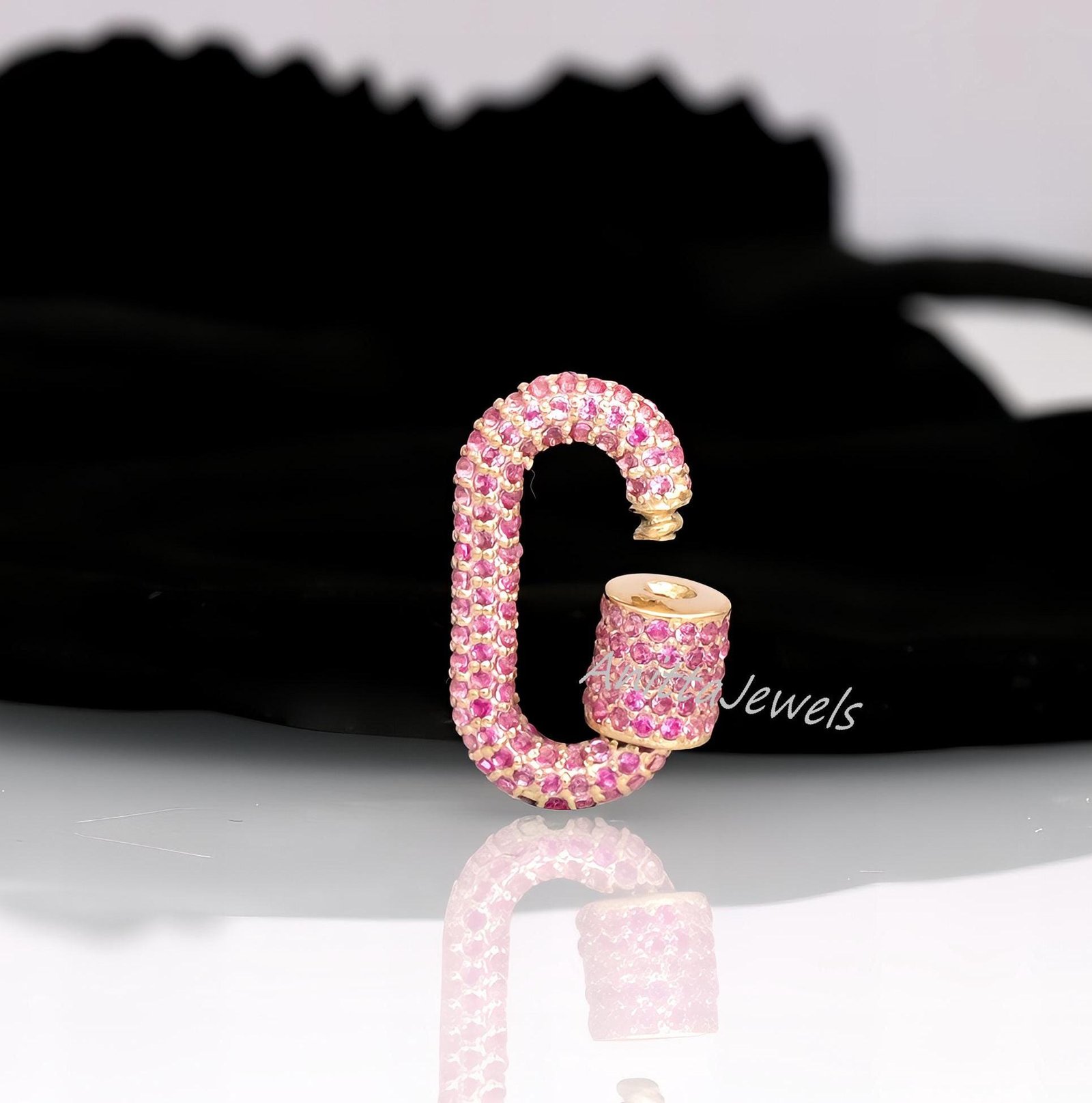 14K Gold Diamond Carabiner Lock Pendant, Handmade - Anitta Jewels | SKU: etsy_1131189911 14K Gold Diamond Carabiner Lock Pendant, Handmade - Anitta Jewels | SKU: etsy_1131189911