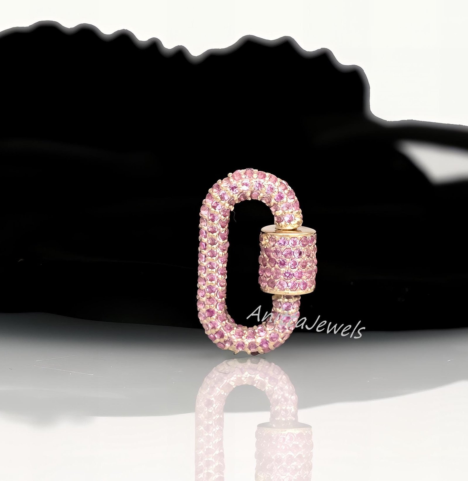 14K Gold Diamond Carabiner Lock Pendant, Handmade - View 6 - Anitta Jewels | SKU: etsy_1131189911 14K Gold Diamond Carabiner Lock Pendant, Handmade - View 6 - Anitta Jewels | SKU: etsy_1131189911