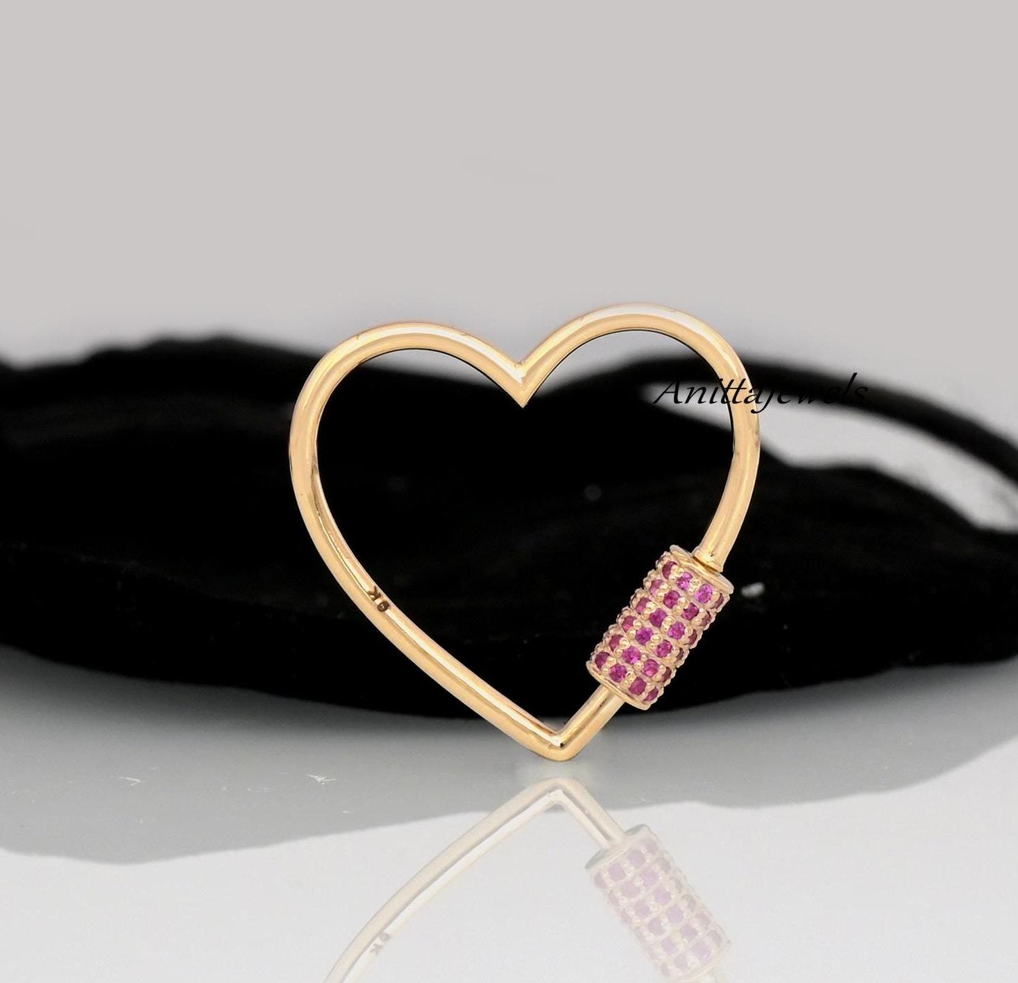 14k Gold Diamond Heart Carabiner Lock Charm, Handmade Jewelry - View 2 - Anitta Jewels | SKU: etsy_1035408428 14k Gold Diamond Heart Carabiner Lock Charm, Handmade Jewelry - View 2 - Anitta Jewels | SKU: etsy_1035408428