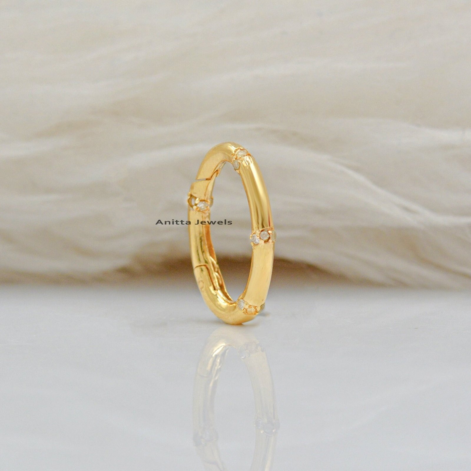 14K Gold Diamond Oval Enhancer Lock: Handmade Gemstone Holder - View 3 - Anitta Jewels | SKU: etsy_1709102845 14K Gold Diamond Oval Enhancer Lock: Handmade Gemstone Holder - View 3 - Anitta Jewels | SKU: etsy_1709102845