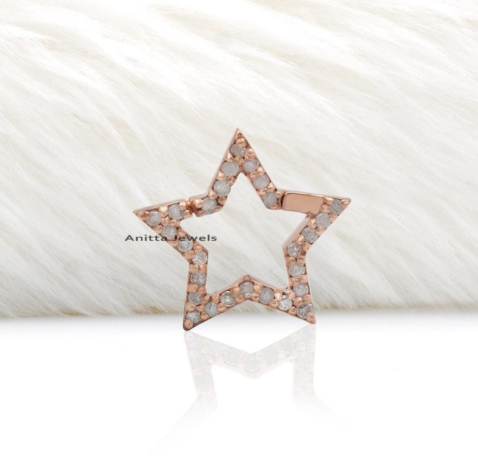 14k Gold Diamond Star Lock: Celestial Charm Pendant - View 4 - Anitta Jewels | SKU: etsy_1709109175 14k Gold Diamond Star Lock: Celestial Charm Pendant - View 4 - Anitta Jewels | SKU: etsy_1709109175