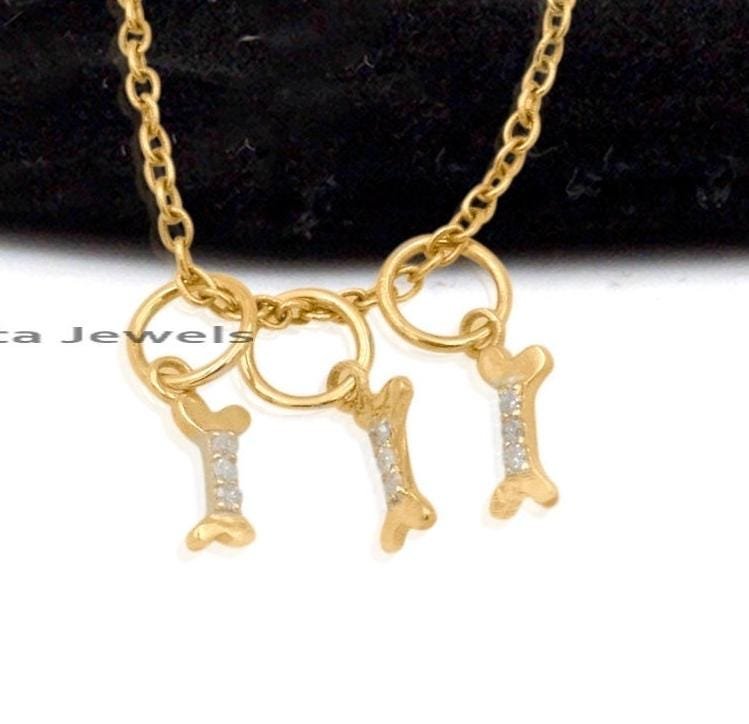 14K Gold Dog Bone Pendant: Handmade Gemstone Charm - View 2 - Anitta Jewels | SKU: etsy_1695655468 14K Gold Dog Bone Pendant: Handmade Gemstone Charm - View 2 - Anitta Jewels | SKU: etsy_1695655468