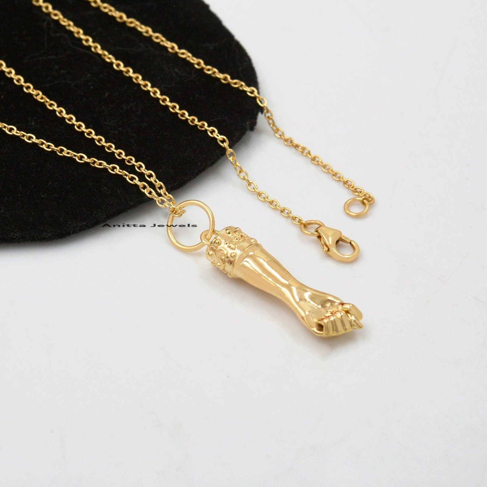 14K Gold Figa Hand Pendant: Good Luck Charm, Hand Carved Symbol - Anitta Jewels | SKU: etsy_1692203936 14K Gold Figa Hand Pendant: Good Luck Charm, Hand Carved Symbol - Anitta Jewels | SKU: etsy_1692203936