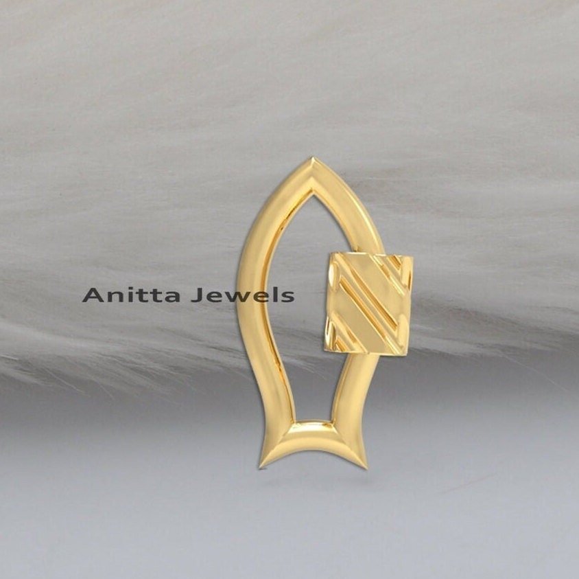 14K Gold Fish Carabiner Lock: Handmade Designer Clasp (20MM) - View 3 - Anitta Jewels | SKU: etsy_1053804943 14K Gold Fish Carabiner Lock: Handmade Designer Clasp (20MM) - View 3 - Anitta Jewels | SKU: etsy_1053804943