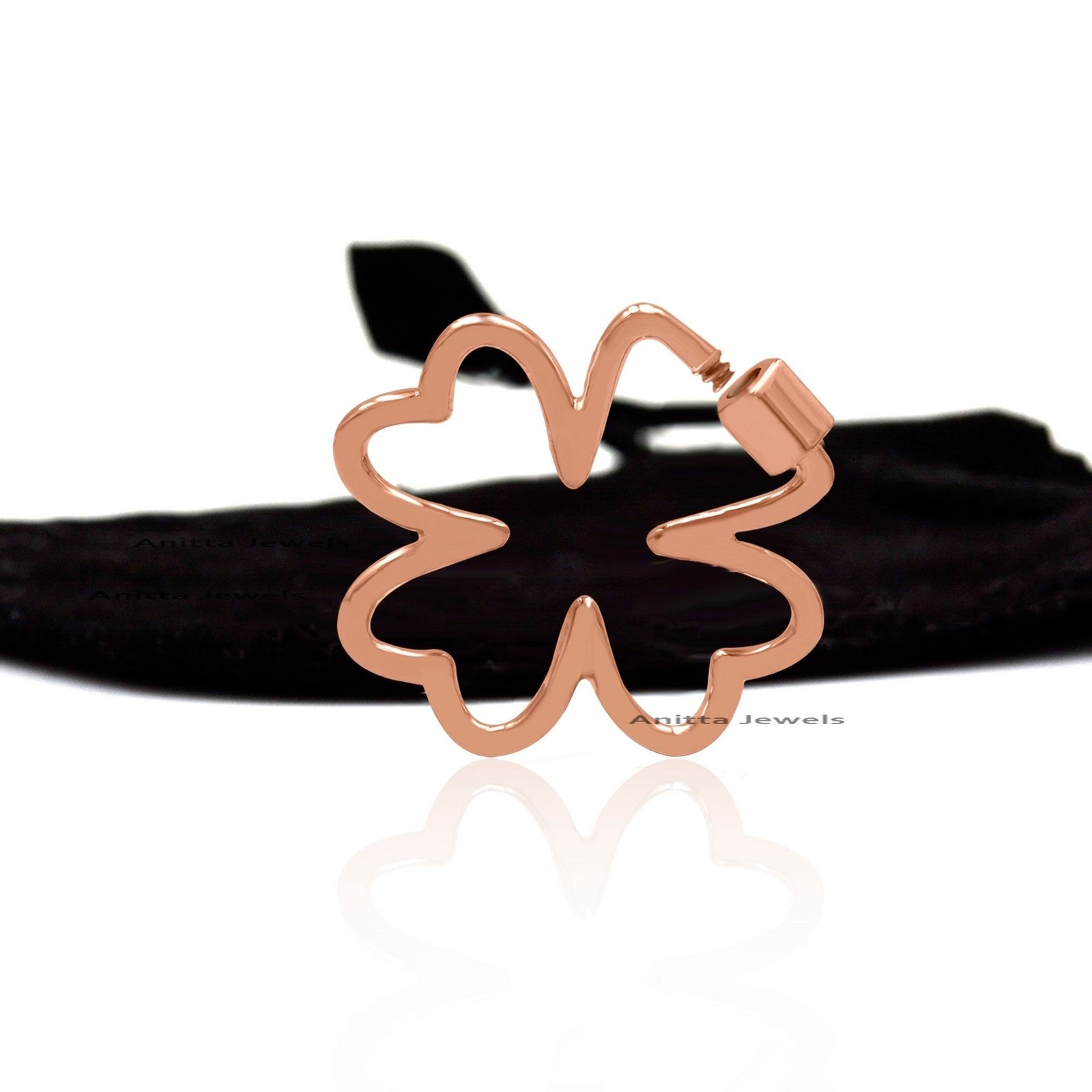 14k Gold Flower Carabiner Lock: Handmade Designer Pendant (30 MM) - View 2 - Anitta Jewels | SKU: etsy_1076881698 14k Gold Flower Carabiner Lock: Handmade Designer Pendant (30 MM) - View 2 - Anitta Jewels | SKU: etsy_1076881698