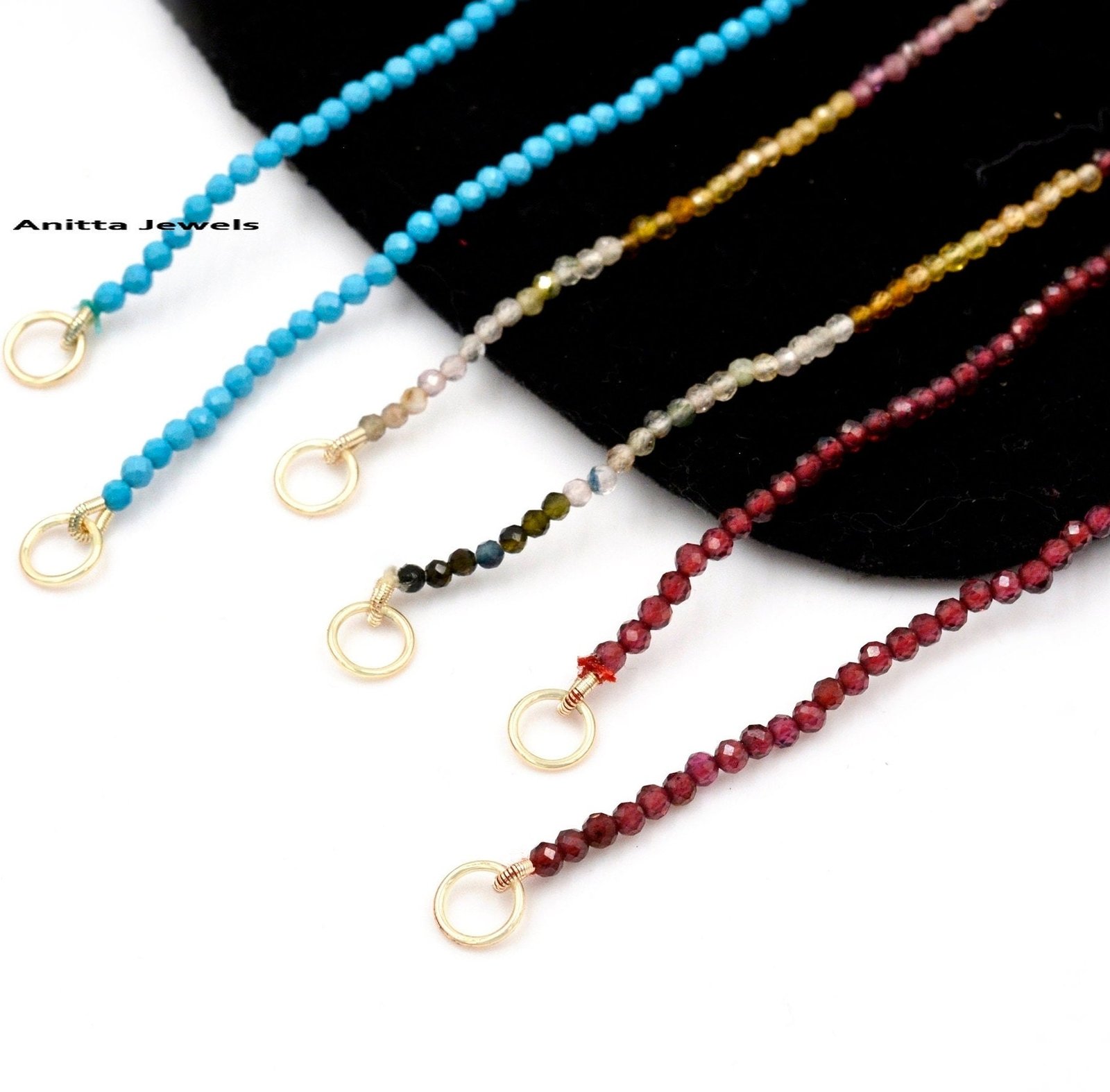14k Gold Garnet Beads Chain Necklace: Handmade Gemstone Connector - View 3 - Anitta Jewels | SKU: etsy_1060848788 14k Gold Garnet Beads Chain Necklace: Handmade Gemstone Connector - View 3 - Anitta Jewels | SKU: etsy_1060848788