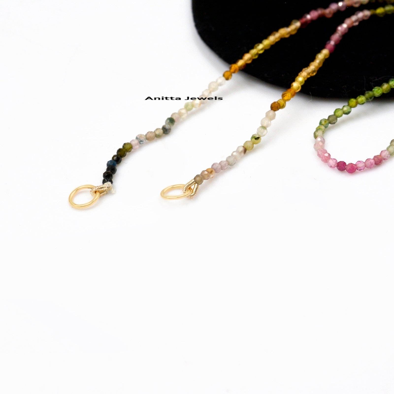 14k Gold Garnet Beads Chain Necklace: Handmade Gemstone Connector - View 7 - Anitta Jewels | SKU: etsy_1060848788 14k Gold Garnet Beads Chain Necklace: Handmade Gemstone Connector - View 7 - Anitta Jewels | SKU: etsy_1060848788
