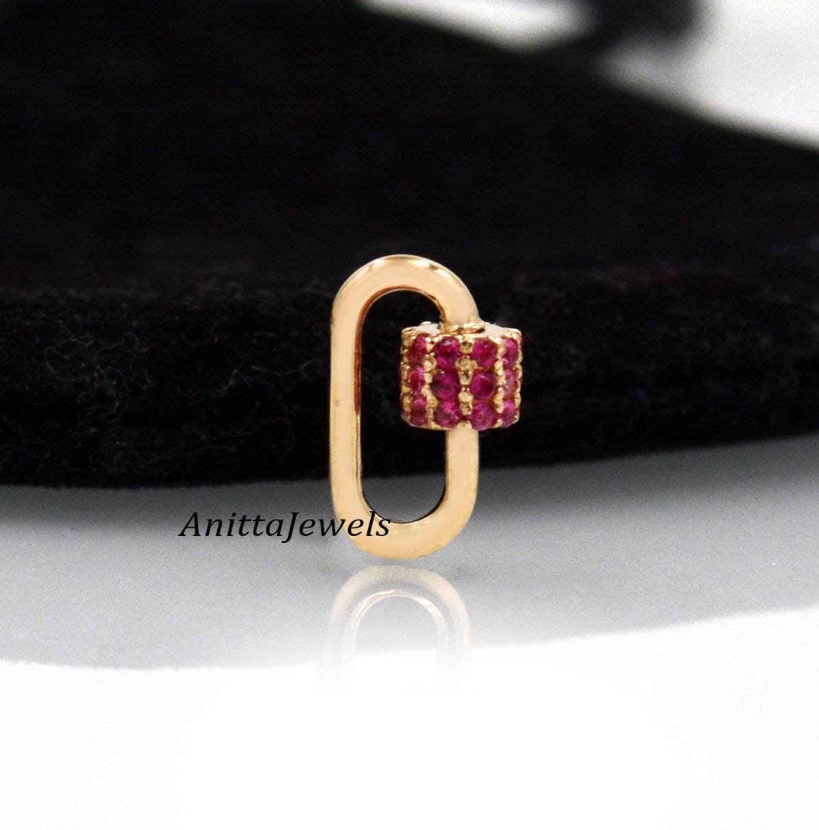 14k Gold Gemstone Carabiner Lock: Handmade Charm Connector (12x6 MM) - View 2 - Anitta Jewels | SKU: etsy_906244931 14k Gold Gemstone Carabiner Lock: Handmade Charm Connector (12x6 MM) - View 2 - Anitta Jewels | SKU: etsy_906244931