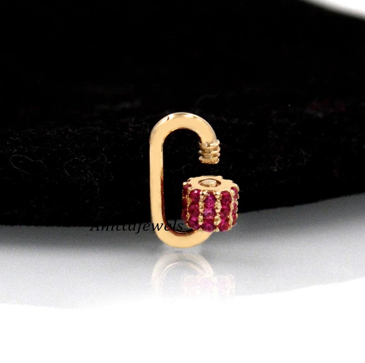 14k Gold Gemstone Carabiner Lock: Handmade Charm Connector (12x6 MM) - View 3 - Anitta Jewels | SKU: etsy_906244931 14k Gold Gemstone Carabiner Lock: Handmade Charm Connector (12x6 MM) - View 3 - Anitta Jewels | SKU: etsy_906244931