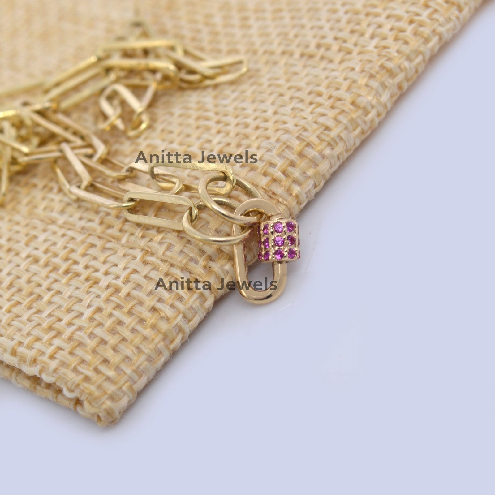 14k Gold Gemstone Carabiner Lock: Handmade Charm Connector (12x6 MM) - View 5 - Anitta Jewels | SKU: etsy_906244931 14k Gold Gemstone Carabiner Lock: Handmade Charm Connector (12x6 MM) - View 5 - Anitta Jewels | SKU: etsy_906244931