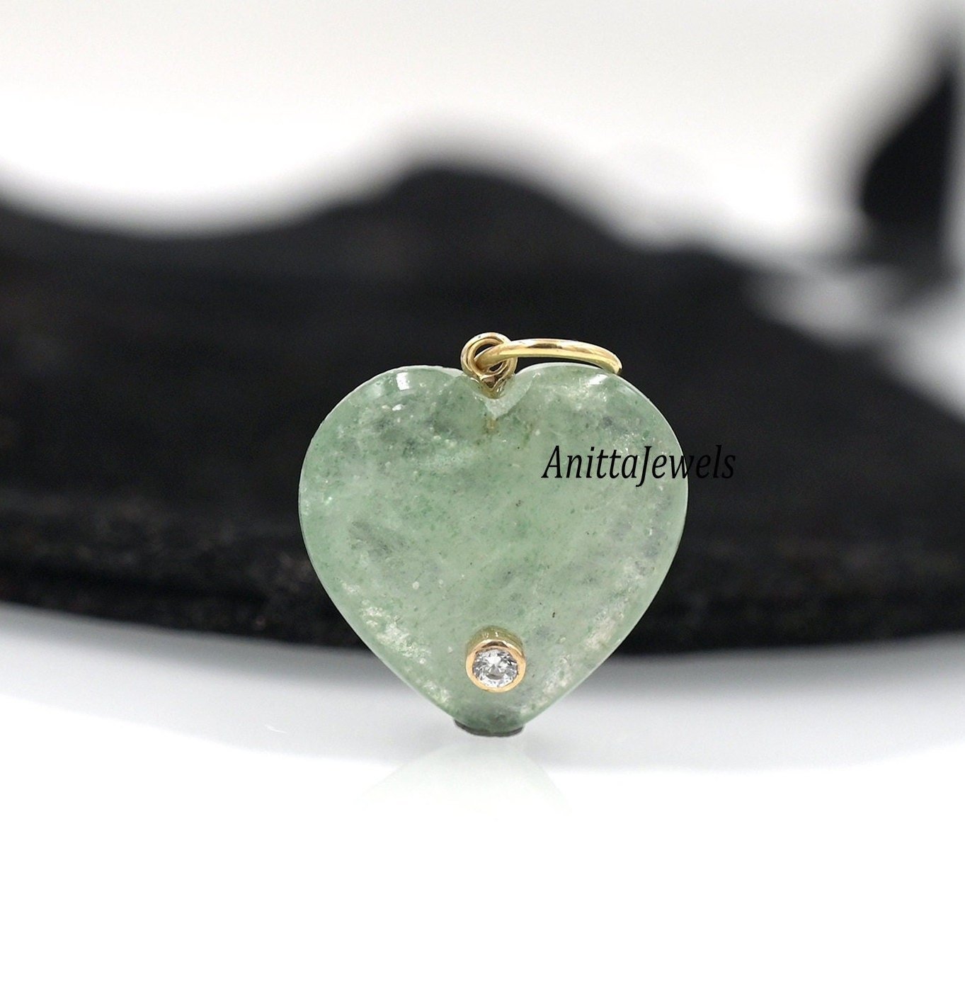 14K Gold Gemstone Heart Pendant: Malachite, Coral, Crystal - View 2 - Anitta Jewels | SKU: etsy_1695650014 14K Gold Gemstone Heart Pendant: Malachite, Coral, Crystal - View 2 - Anitta Jewels | SKU: etsy_1695650014