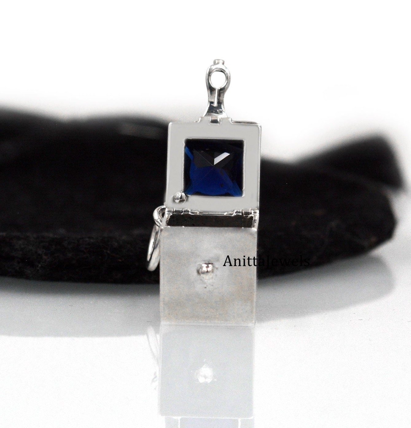 14K Gold Gemstone Magic Box Pendant: Handmade Square Charm - View 5 - Anitta Jewels | SKU: etsy_1329754972 14K Gold Gemstone Magic Box Pendant: Handmade Square Charm - View 5 - Anitta Jewels | SKU: etsy_1329754972