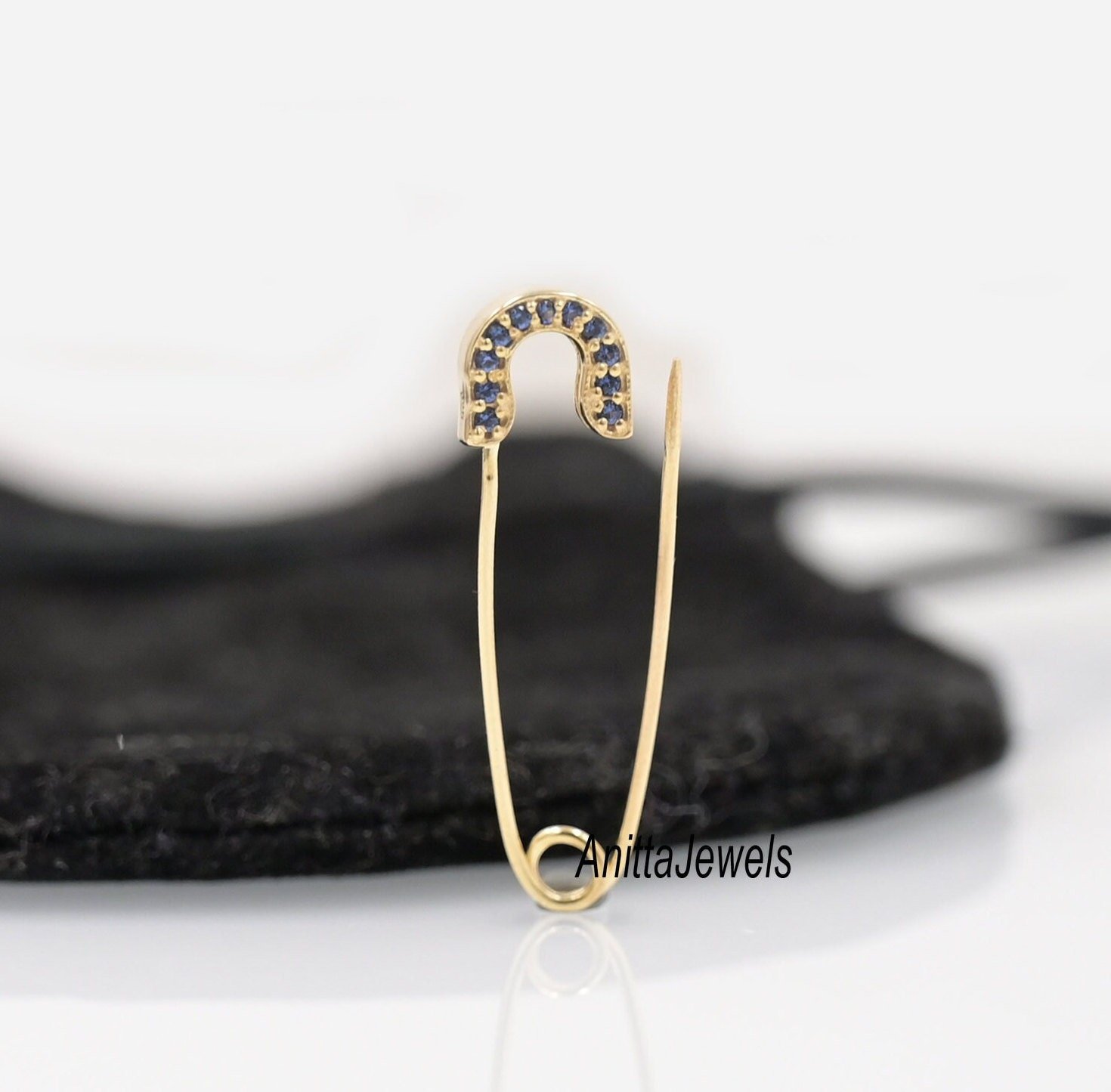 14K Gold Gemstone Safety Pin Charm Pendant - View 3 - Anitta Jewels | SKU: etsy_1694915352 14K Gold Gemstone Safety Pin Charm Pendant - View 3 - Anitta Jewels | SKU: etsy_1694915352