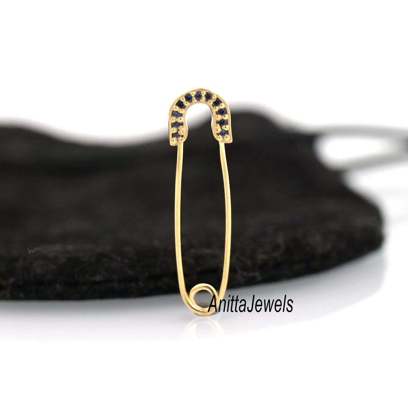14K Gold Gemstone Safety Pin Charm Pendant - View 4 - Anitta Jewels | SKU: etsy_1694915352 14K Gold Gemstone Safety Pin Charm Pendant - View 4 - Anitta Jewels | SKU: etsy_1694915352
