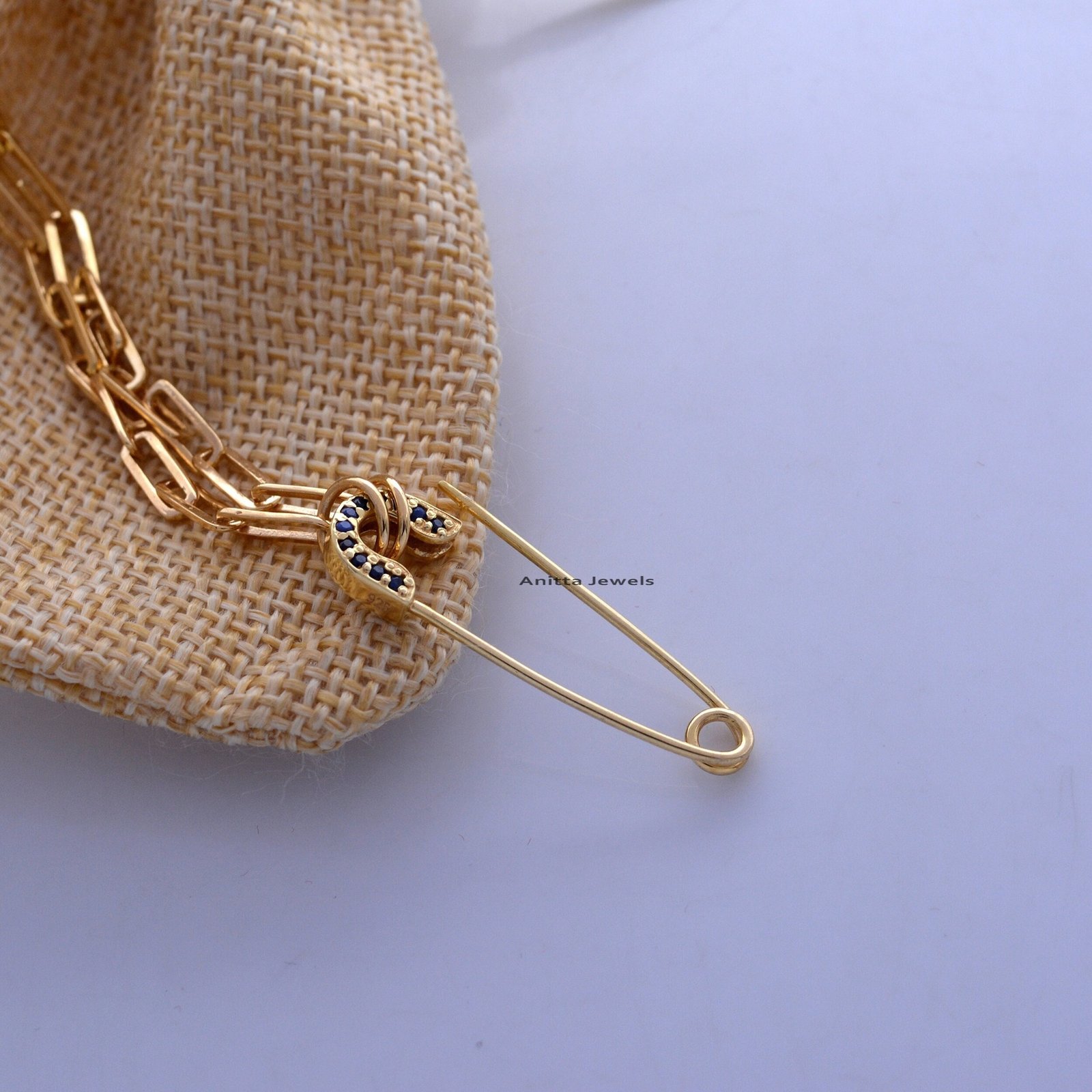 14K Gold Gemstone Safety Pin Charm Pendant - View 6 - Anitta Jewels | SKU: etsy_1694915352 14K Gold Gemstone Safety Pin Charm Pendant - View 6 - Anitta Jewels | SKU: etsy_1694915352