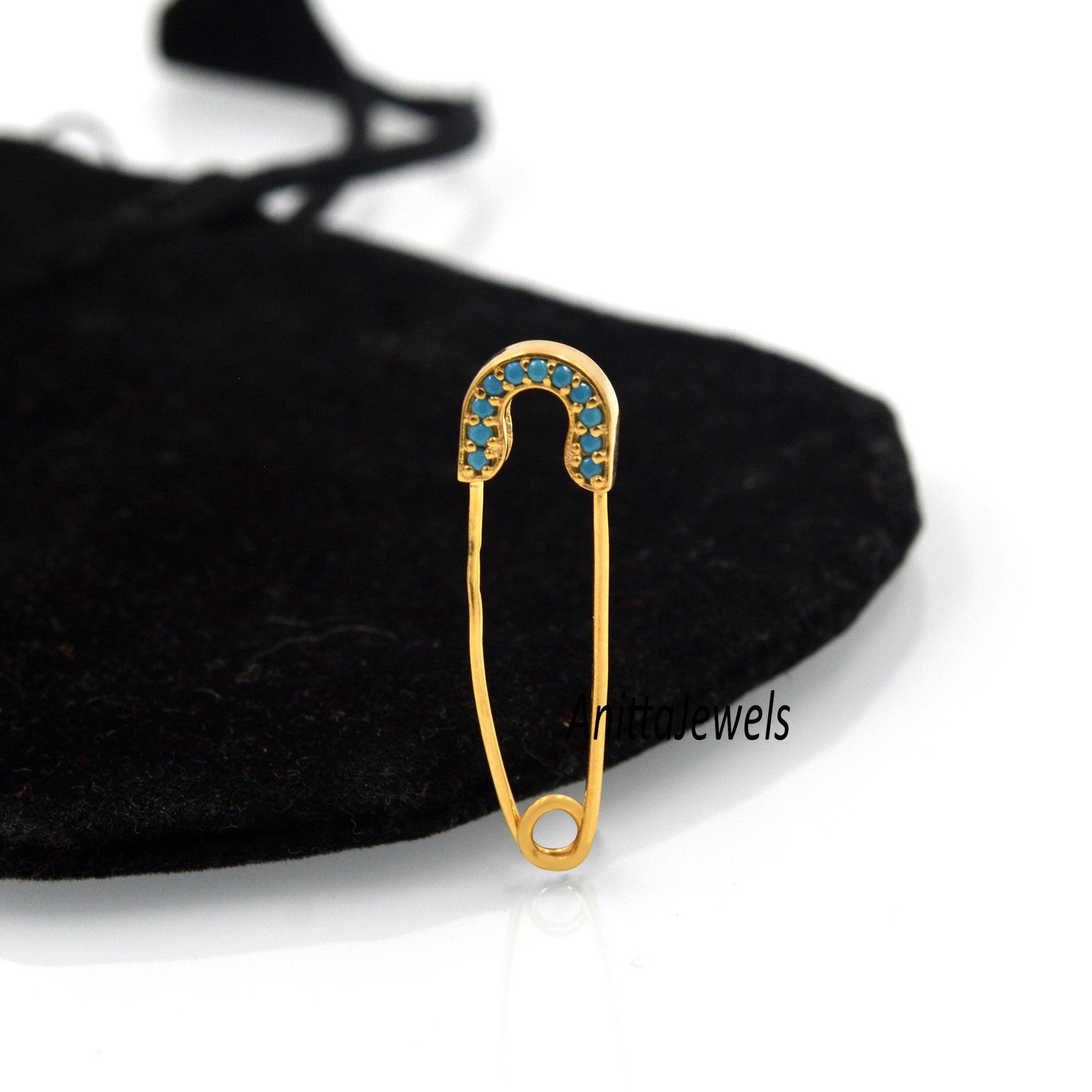 14K Gold Gemstone Safety Pin Charm Pendant - View 7 - Anitta Jewels | SKU: etsy_1694915352 14K Gold Gemstone Safety Pin Charm Pendant - View 7 - Anitta Jewels | SKU: etsy_1694915352
