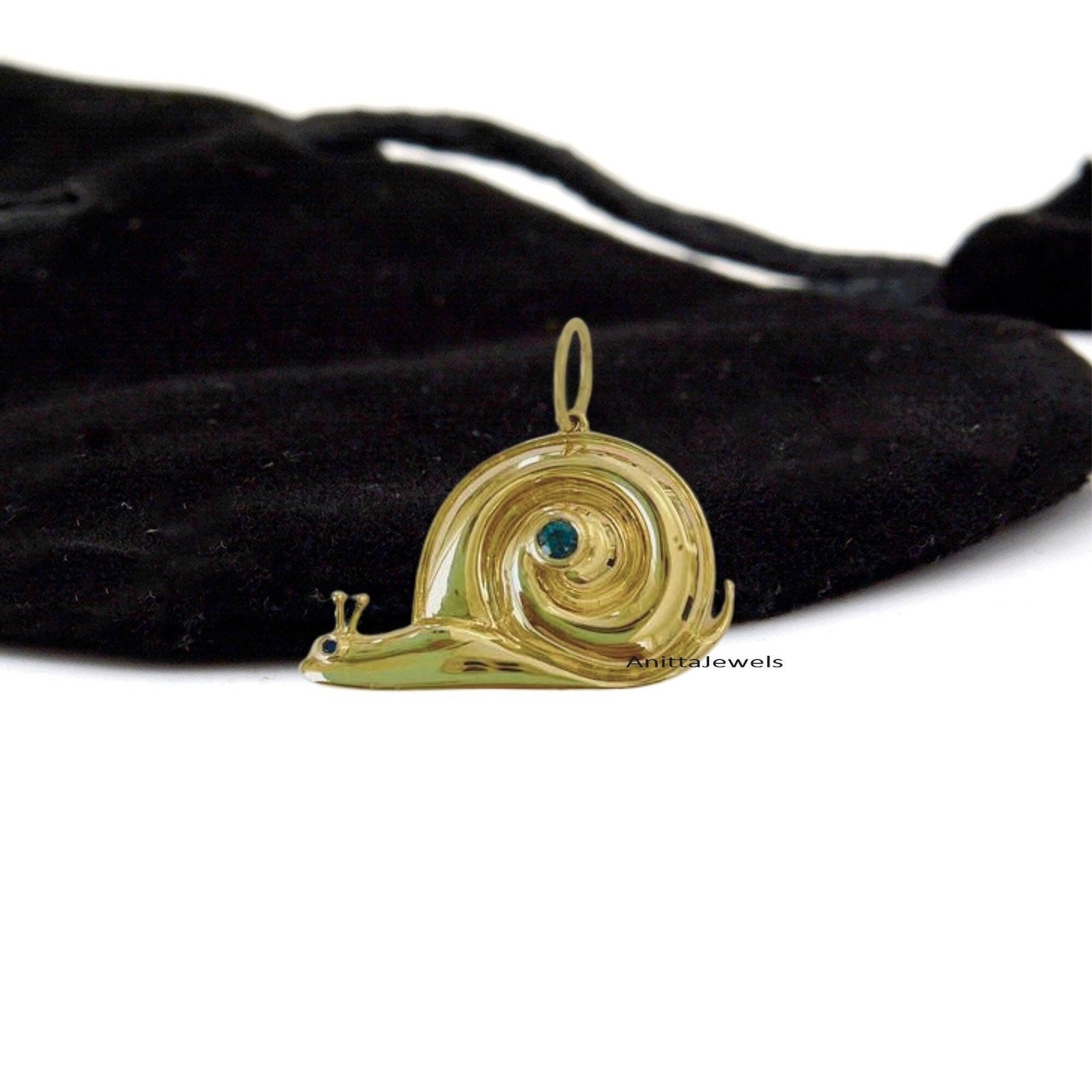 14K Gold Gemstone Snail Pendant: Handmade Charm - View 2 - Anitta Jewels | SKU: etsy_1464938014 14K Gold Gemstone Snail Pendant: Handmade Charm - View 2 - Anitta Jewels | SKU: etsy_1464938014