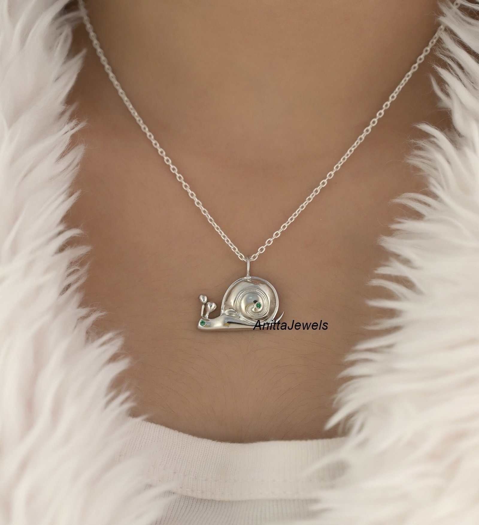 14K Gold Gemstone Snail Pendant: Handmade Charm - View 4 - Anitta Jewels | SKU: etsy_1464938014 14K Gold Gemstone Snail Pendant: Handmade Charm - View 4 - Anitta Jewels | SKU: etsy_1464938014