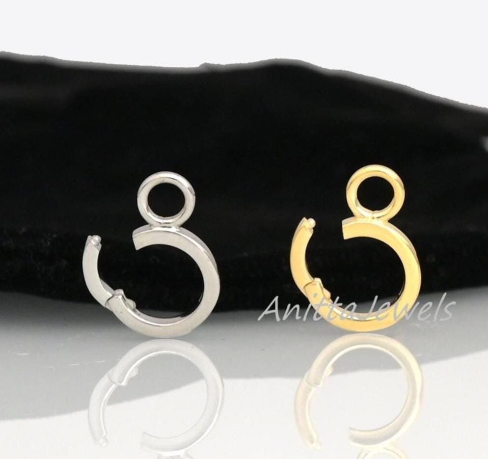 14K Gold Hinged Circle Charm Holder: Spring Push Gate Lock - Anitta Jewels | SKU: etsy_1391000825 14K Gold Hinged Circle Charm Holder: Spring Push Gate Lock - Anitta Jewels | SKU: etsy_1391000825