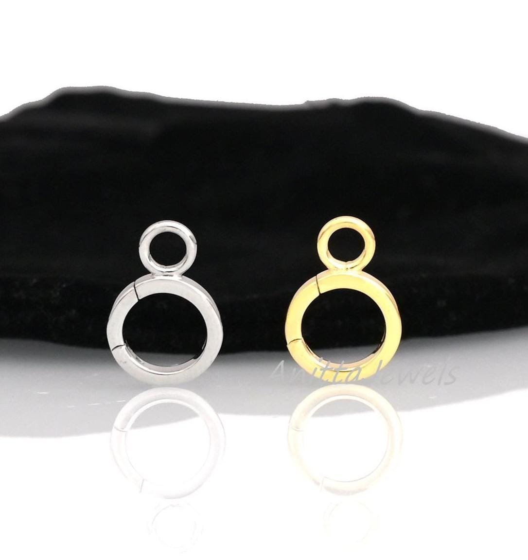 14K Gold Hinged Circle Charm Holder: Spring Push Gate Lock - View 2 - Anitta Jewels | SKU: etsy_1391000825 14K Gold Hinged Circle Charm Holder: Spring Push Gate Lock - View 2 - Anitta Jewels | SKU: etsy_1391000825