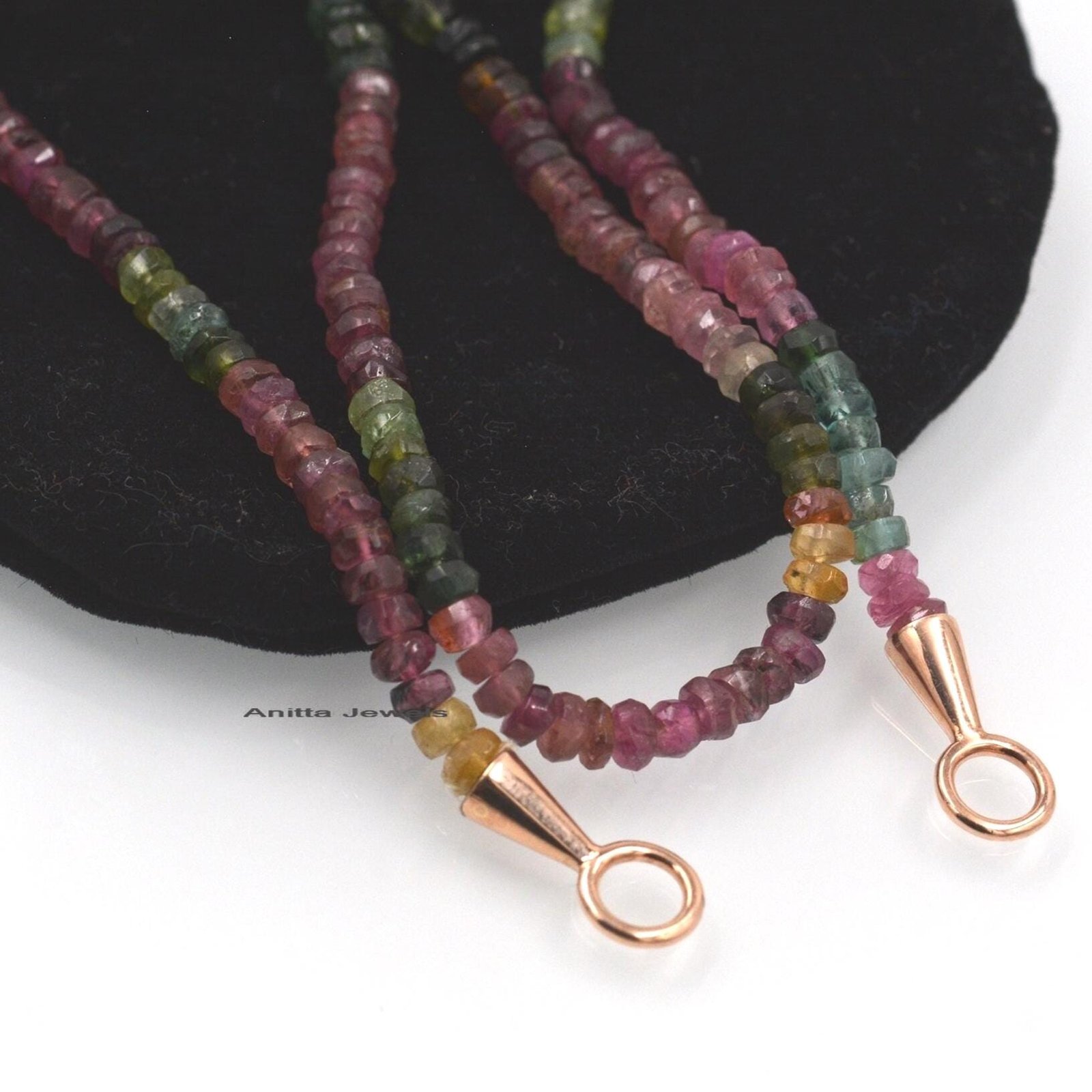 14K Gold Lapis Lazuli Bead Necklace: Charm Holder Choker - View 2 - Anitta Jewels | SKU: etsy_932689018 14K Gold Lapis Lazuli Bead Necklace: Charm Holder Choker - View 2 - Anitta Jewels | SKU: etsy_932689018