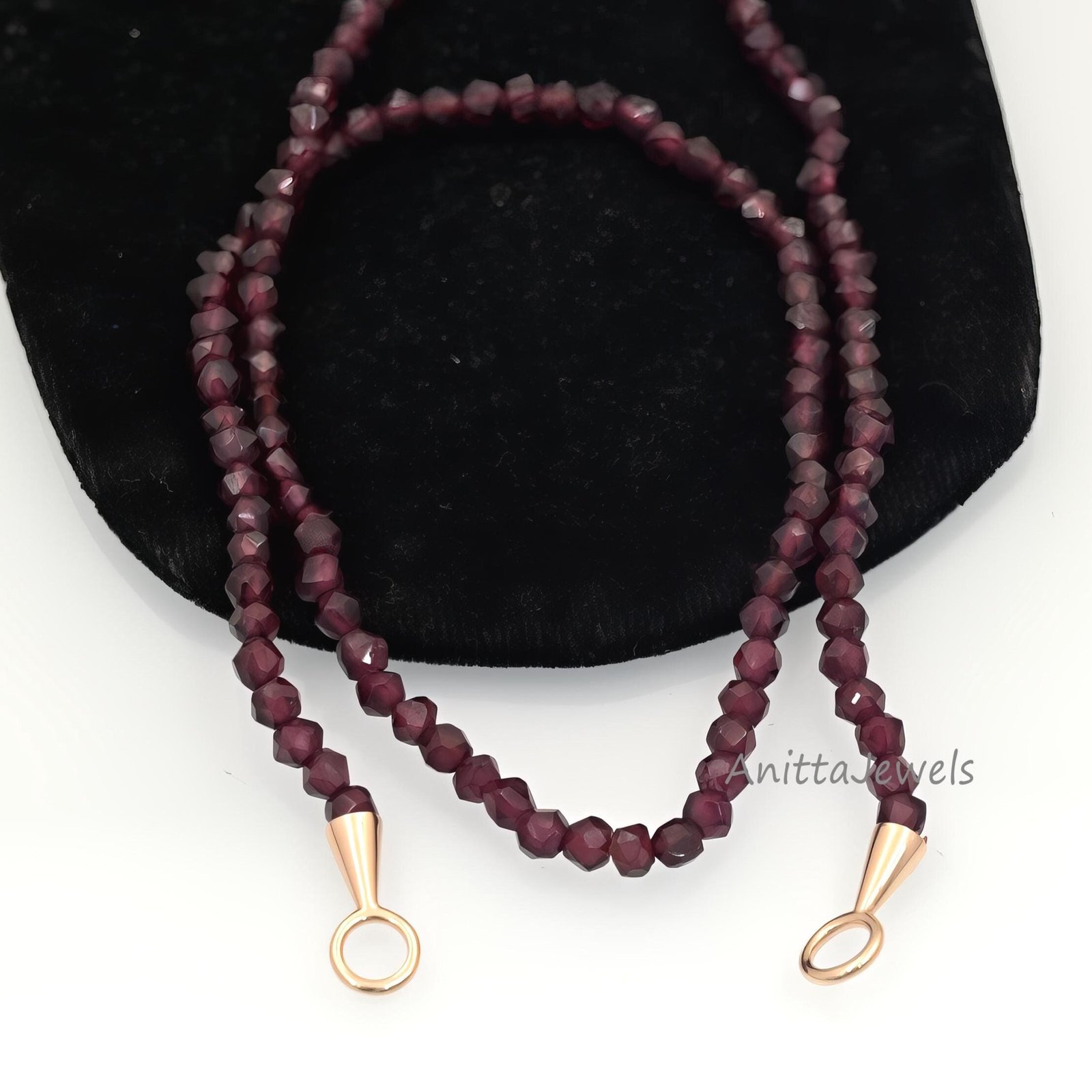 14K Gold Lapis Lazuli Bead Necklace: Charm Holder Choker - View 4 - Anitta Jewels | SKU: etsy_932689018 14K Gold Lapis Lazuli Bead Necklace: Charm Holder Choker - View 4 - Anitta Jewels | SKU: etsy_932689018