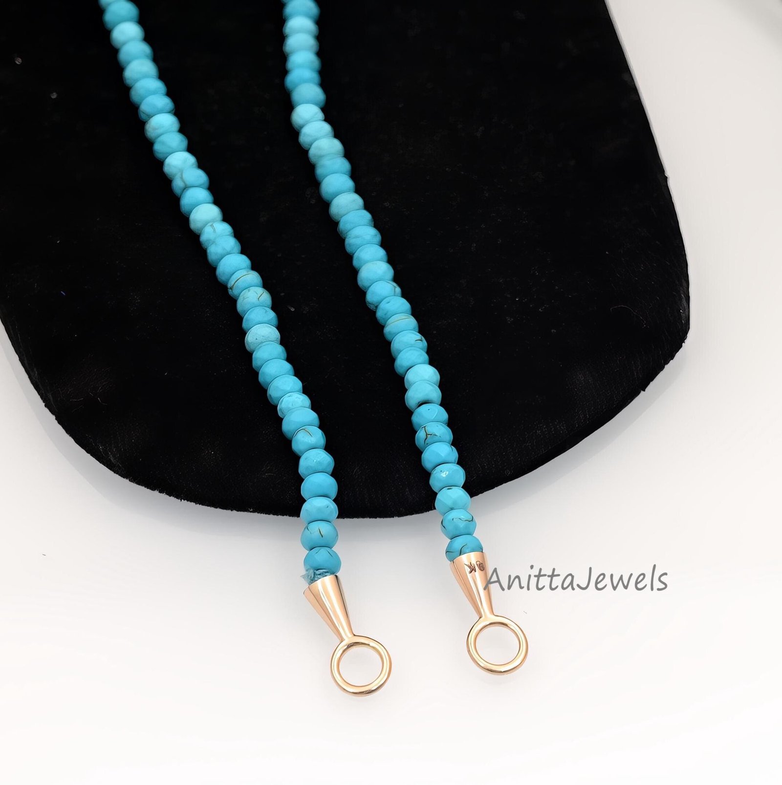 14K Gold Lapis Lazuli Bead Necklace: Charm Holder Choker - View 6 - Anitta Jewels | SKU: etsy_932689018 14K Gold Lapis Lazuli Bead Necklace: Charm Holder Choker - View 6 - Anitta Jewels | SKU: etsy_932689018
