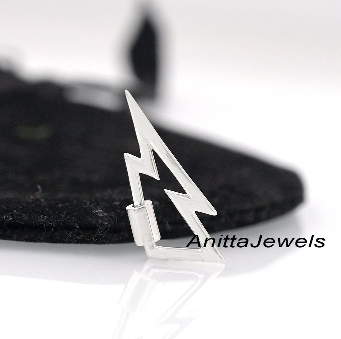 14k Gold Lightning Bolt Carabiner Lock: Handmade Pendant (30*13 MM) - Anitta Jewels | SKU: etsy_910173133 14k Gold Lightning Bolt Carabiner Lock: Handmade Pendant (30*13 MM) - Anitta Jewels | SKU: etsy_910173133