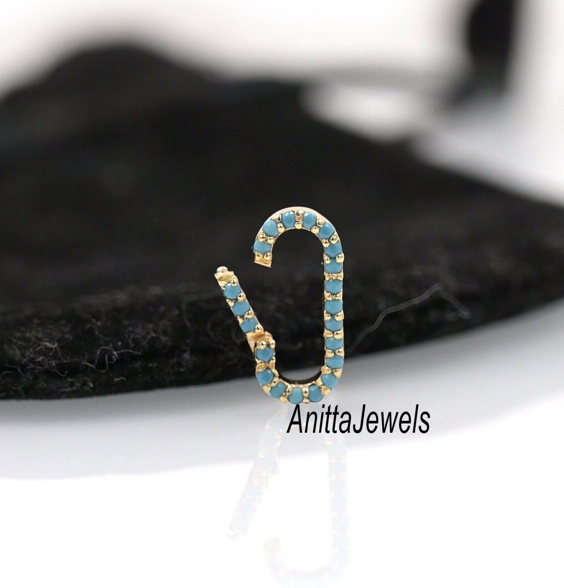 14K Gold Oval Charm Enhancer Pendant: Handmade Turquoise Lock (15*7MM) - View 3 - Anitta Jewels | SKU: etsy_1695663822 14K Gold Oval Charm Enhancer Pendant: Handmade Turquoise Lock (15*7MM) - View 3 - Anitta Jewels | SKU: etsy_1695663822
