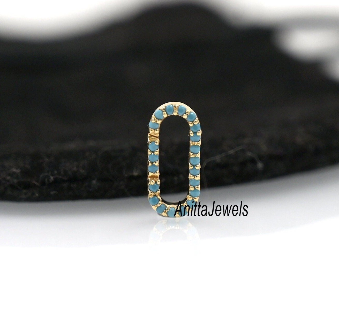 14K Gold Oval Charm Enhancer Pendant: Handmade Turquoise Lock (15*7MM) - View 4 - Anitta Jewels | SKU: etsy_1695663822 14K Gold Oval Charm Enhancer Pendant: Handmade Turquoise Lock (15*7MM) - View 4 - Anitta Jewels | SKU: etsy_1695663822
