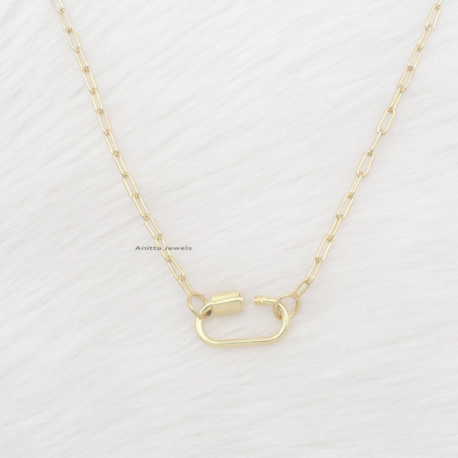 14k Gold Oval Link Chain Necklace with Carabiner Lock - View 2 - Anitta Jewels | SKU: etsy_1098454355 14k Gold Oval Link Chain Necklace with Carabiner Lock - View 2 - Anitta Jewels | SKU: etsy_1098454355