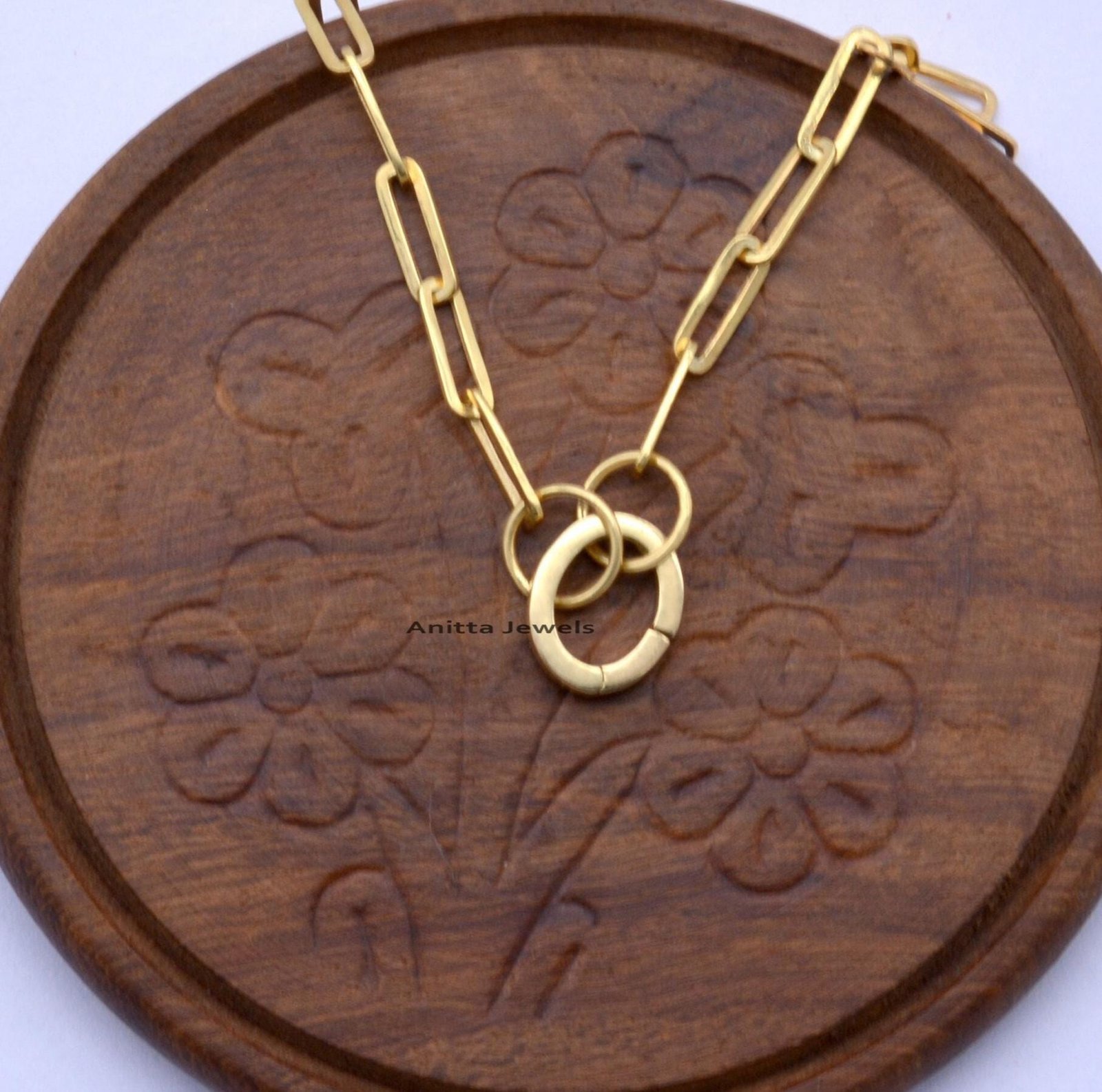 14K Gold Oval Push Lock: Handmade Enhancer Link (12x9MM) - View 4 - Anitta Jewels | SKU: etsy_1694916910 14K Gold Oval Push Lock: Handmade Enhancer Link (12x9MM) - View 4 - Anitta Jewels | SKU: etsy_1694916910