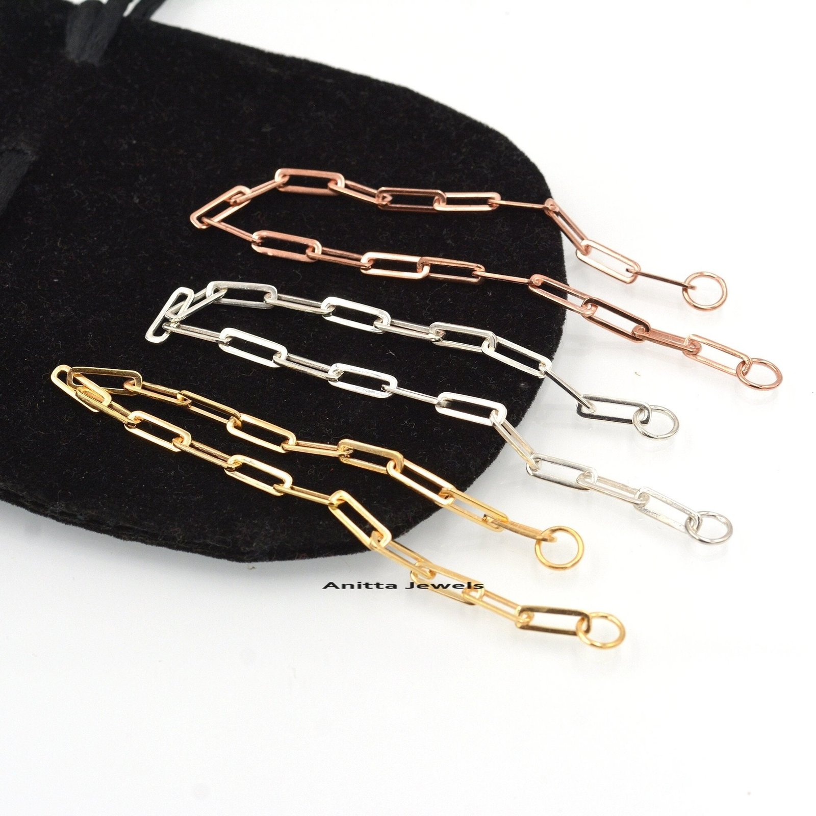 14K Gold Paperclip Chain Bracelet: Elongated Link - Anitta Jewels | SKU: etsy_1056525319 14K Gold Paperclip Chain Bracelet: Elongated Link - Anitta Jewels | SKU: etsy_1056525319