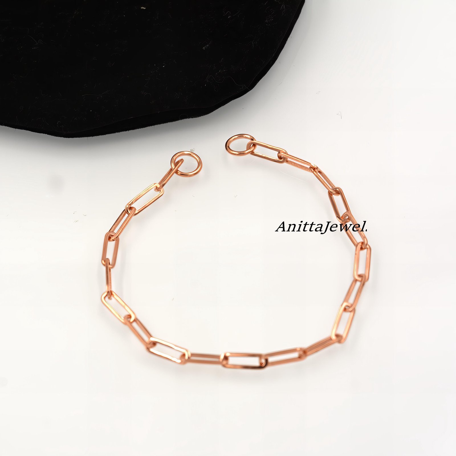 14K Gold Paperclip Chain Bracelet: Elongated Link - View 4 - Anitta Jewels | SKU: etsy_1056525319 14K Gold Paperclip Chain Bracelet: Elongated Link - View 4 - Anitta Jewels | SKU: etsy_1056525319