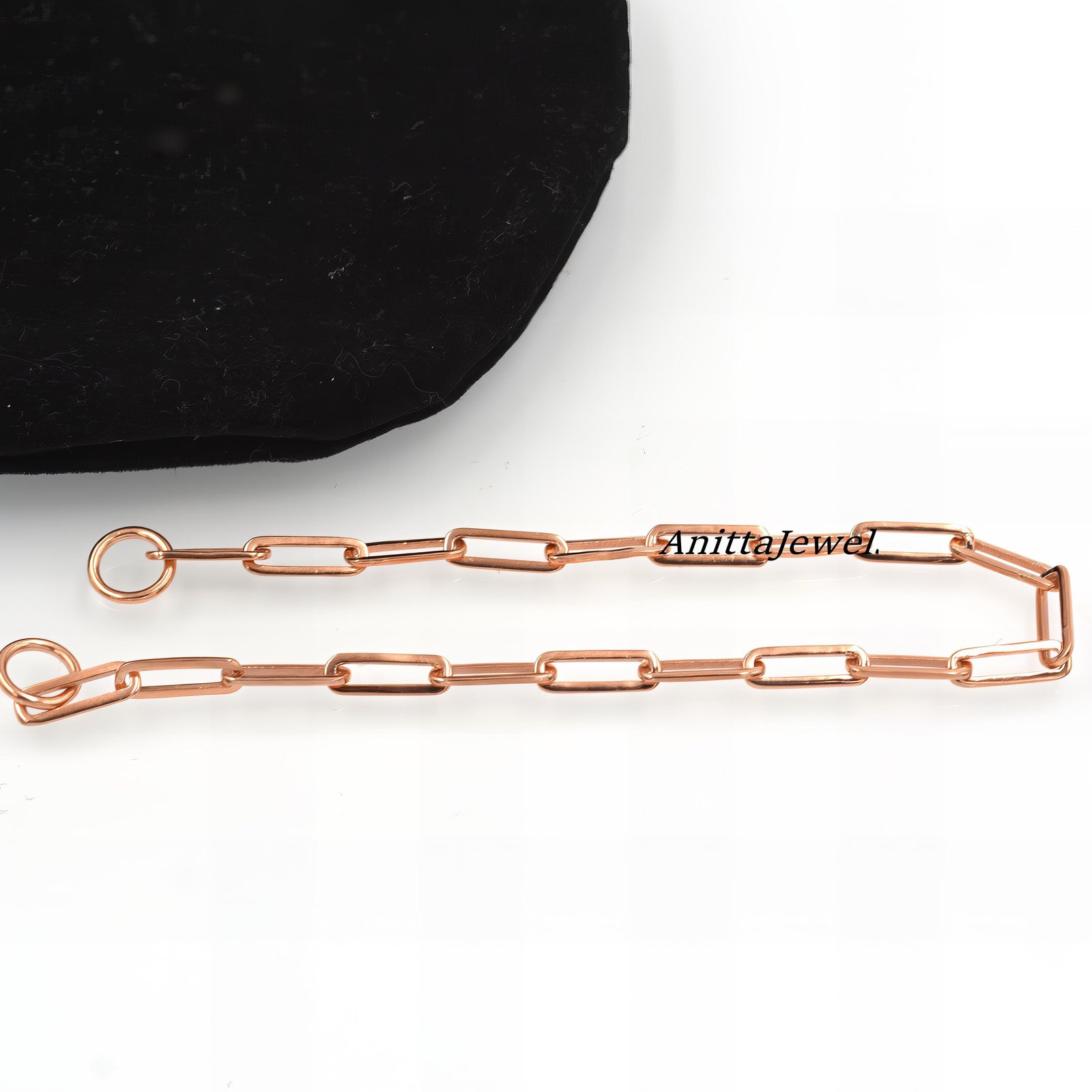 14K Gold Paperclip Chain Bracelet: Elongated Link - View 5 - Anitta Jewels | SKU: etsy_1056525319 14K Gold Paperclip Chain Bracelet: Elongated Link - View 5 - Anitta Jewels | SKU: etsy_1056525319