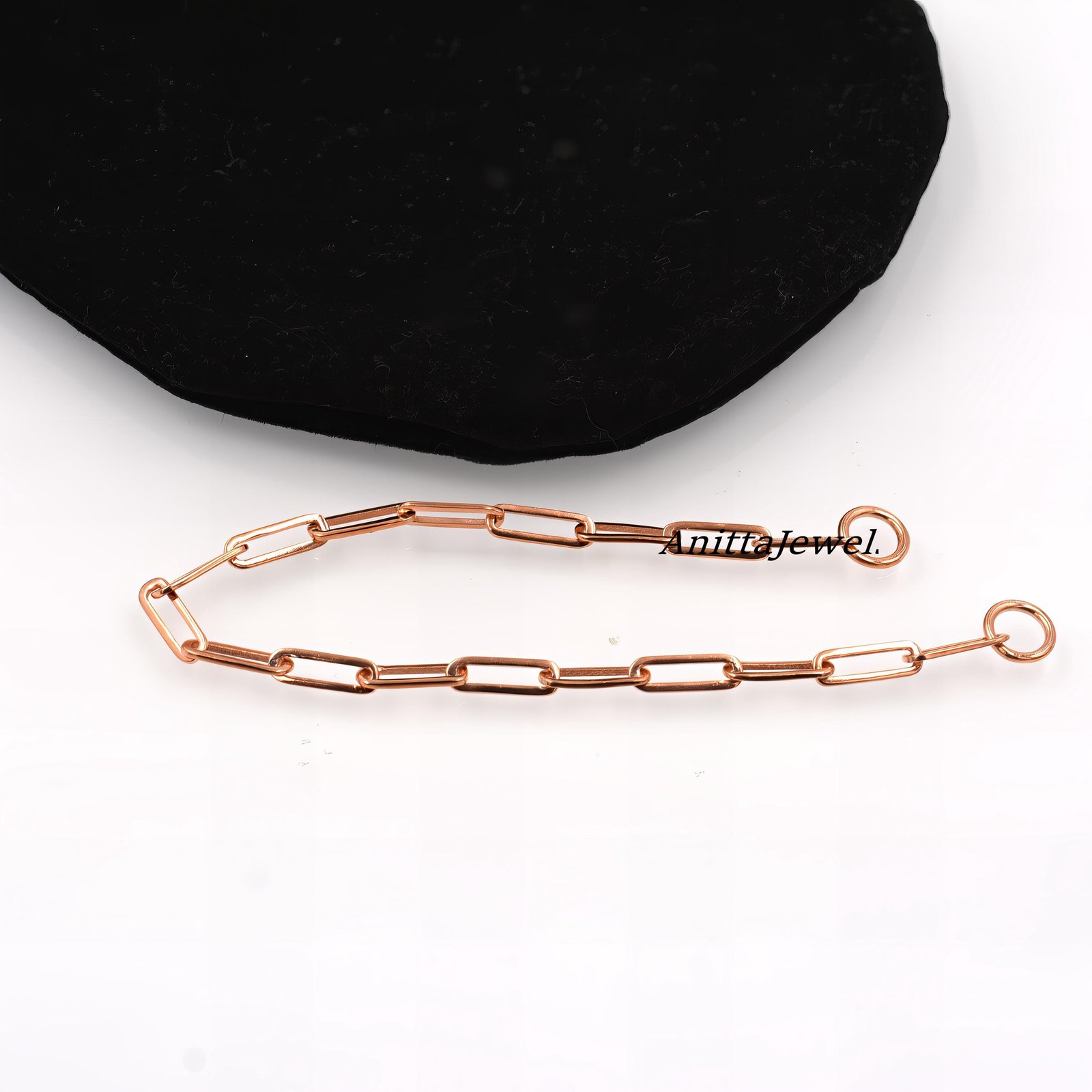 14K Gold Paperclip Chain Bracelet: Elongated Link - View 6 - Anitta Jewels | SKU: etsy_1056525319 14K Gold Paperclip Chain Bracelet: Elongated Link - View 6 - Anitta Jewels | SKU: etsy_1056525319