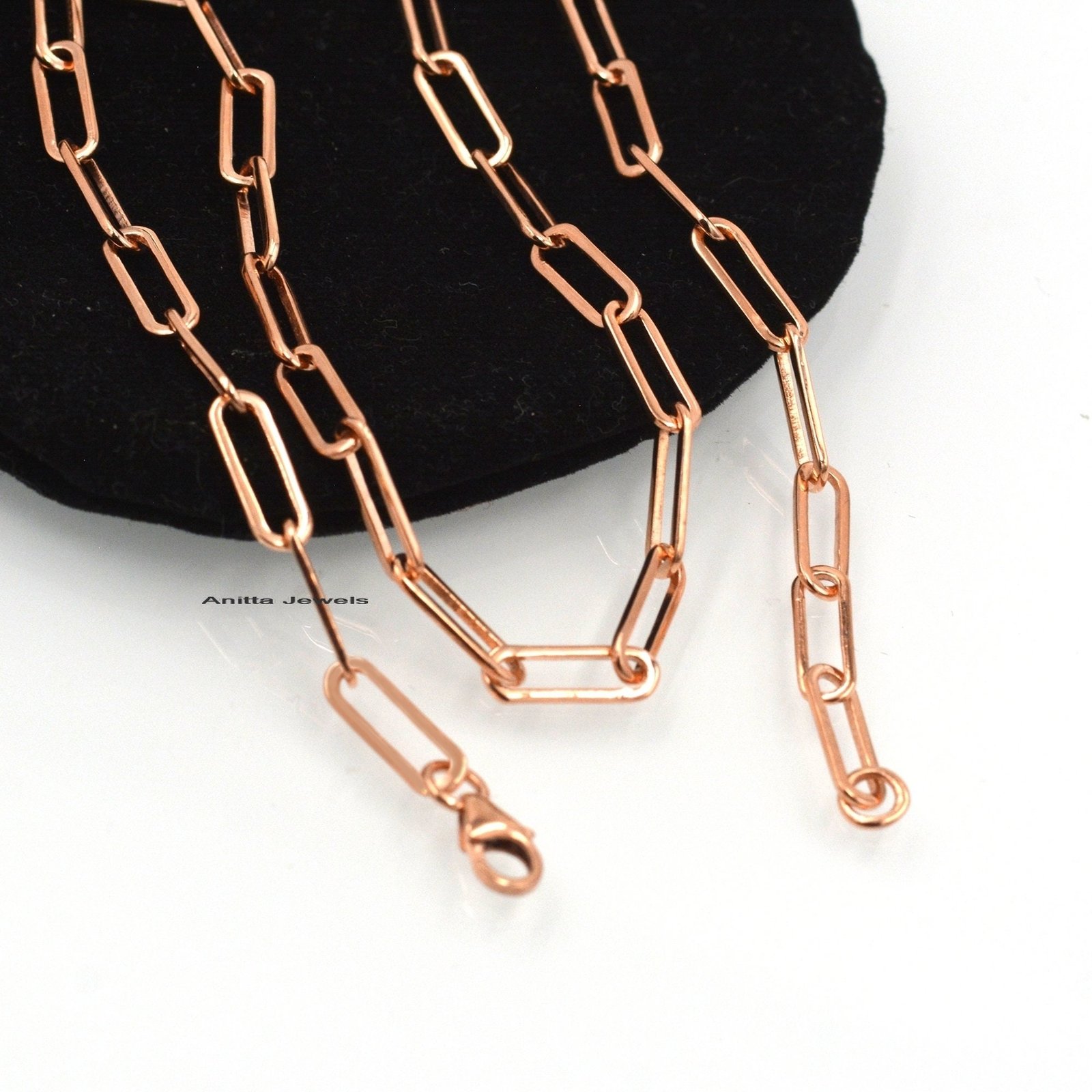 14K Gold Paperclip Chain: Handmade Carabiner Fish Lock Necklace - View 3 - Anitta Jewels | SKU: etsy_1484077243 14K Gold Paperclip Chain: Handmade Carabiner Fish Lock Necklace - View 3 - Anitta Jewels | SKU: etsy_1484077243
