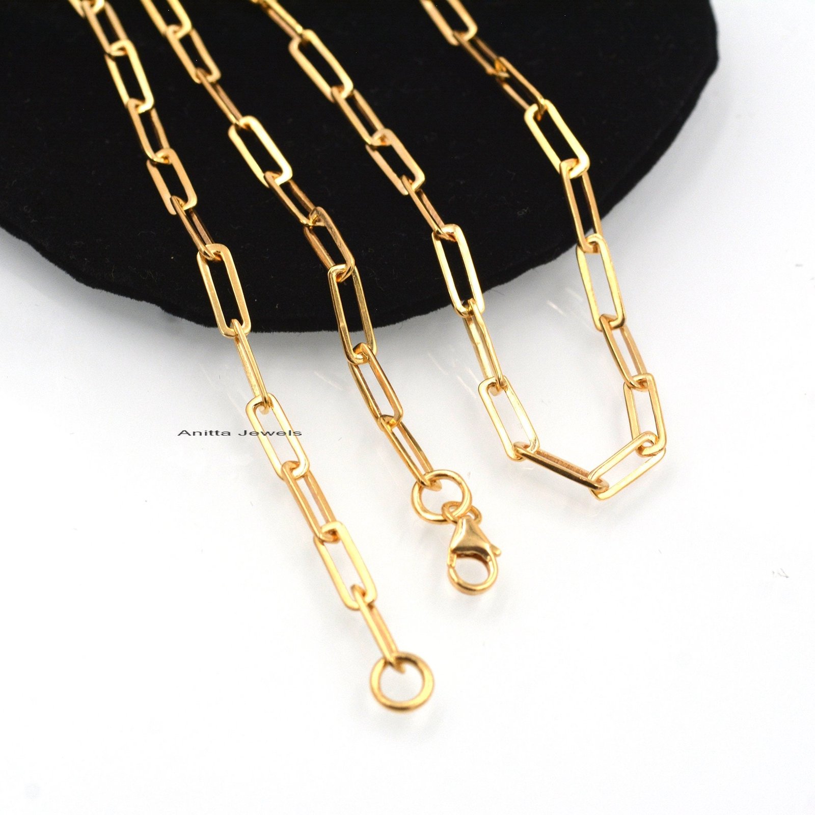 14K Gold Paperclip Chain: Handmade Carabiner Fish Lock Necklace - View 4 - Anitta Jewels | SKU: etsy_1484077243 14K Gold Paperclip Chain: Handmade Carabiner Fish Lock Necklace - View 4 - Anitta Jewels | SKU: etsy_1484077243