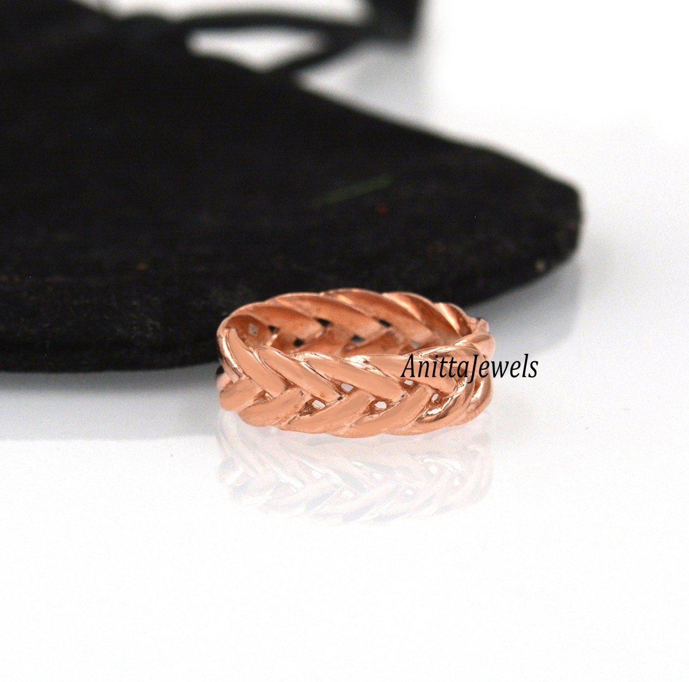 14k Gold Plated Braided Ring: Sterling Silver Weave Band - View 3 - Anitta Jewels | SKU: etsy_1044034908 14k Gold Plated Braided Ring: Sterling Silver Weave Band - View 3 - Anitta Jewels | SKU: etsy_1044034908